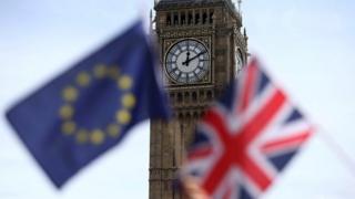 The Union Jack and EU flag in front of Big Ben