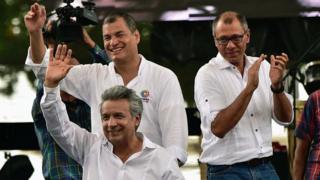 Lenín Moreno, Jorge Glas y Rafael Correa todos juntos.