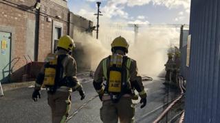 Firefighters at the scene