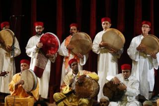 Tunisian members of the group El Hadhra Chants Soufis perform during the Festival de La Medina at the Municipal Theater in Tunis, Tunisia, 06 June 2017