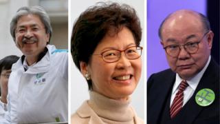 香港特首選舉候選人(左起):曾俊華、林鄭月娥和胡國興