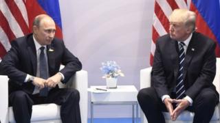 Presiden Rusia Vladimir Putin dan Presiden AS Donald Trump