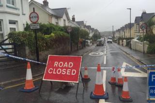 Albert Road, Shanklin, cordoned off