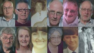 Clark family from top right: Andrew, Bernard, Billy, David, George, Ian, James, Joan, Mary Ann, Sandra, Tommy and Elizabeth O'Brien
