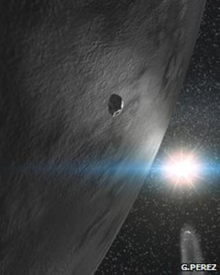 Artist's impression of 24 Themis (Gabriel Perez, Instituto de Astrofisica de Canarias, Tenerife)