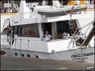 One of the vessels waits to leave Famagusta, northern Cyprus, on 29 May 2010