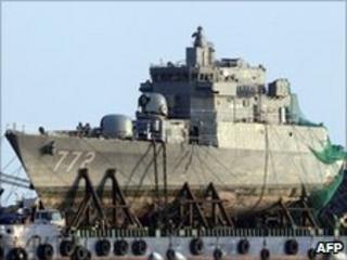 Salvaged bow of South Korean warship Cheonan (file photo)