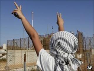 A boy takes part in a demonstration at the Lebanese-Israeli border in Kfar Kila, southern Lebanon, 2 June