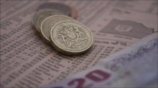 Cash on newspaper