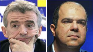 Michael O'Leary (L) and Sir Stelios Haji-Ioannou