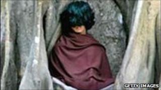 Ram Bomjan meditating in Ratanapuri village in Nepal's Bari district, file pic from 2006