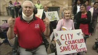 Protesters in Leicester