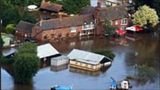 Flooding near Tewkesbury in July 2007