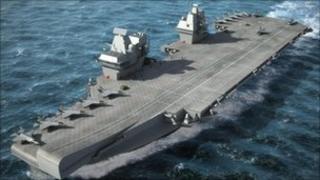 Image of planned Royal Navy aircraft carrier currently being built