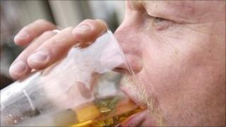 Man drinking beer