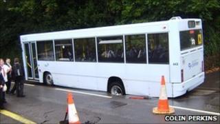 Bus in hole in road. Pic: Colin Perkins