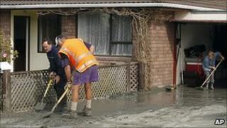 Residents of Kaiapoi clean up after the quake. 7 Sept 2010
