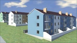 An artist's impression of how the homes will look after the make over