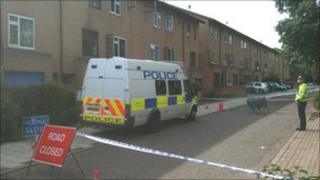 Police at the scene of the fire in Milton Keynes