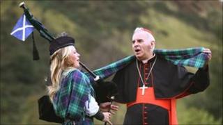 Cardinal Keith O'Brien and piper Louise Marshall Millington