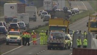Scene of fatal crash on M6 in Cheshire