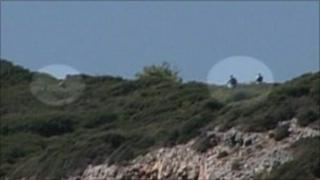 Suspected illegal immigrants arrive by boat into Samos, Greece