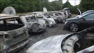 Destroyed cars at Mann Egerton depot