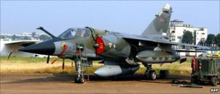A French Mirage F1 fighter at Entebbe airport