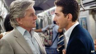 Michael Douglas and Shia LaBeouf in Wall Street: Money Never Sleeps