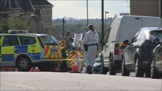 Police cordon on the Wells Road