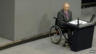 Finance Minister Wolfgang Schaeuble in the German parliament in Berlin, 14 September