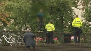 The man on the railings