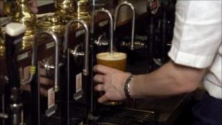Pint of beer in a pub