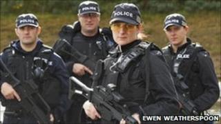 Pc Alison McLennan and colleagues. Pic: Ewen Weatherspoon