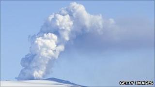Smoke and ash billow from the Eyjafjallajökull volcano