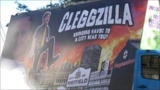 Cleggzilla protest poster