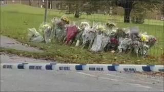 Tributes at the scene of the stabbing
