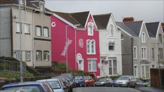 The pink house on Bryn Road in Swansea