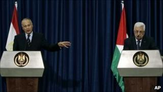 Ahmed Aboul Gheit and Mahmoud Abbas in Ramallah, October 28