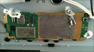 A circuit board that was attached to a printer cartridge loaded with explosives found aboard a plane at East Midlands Airport