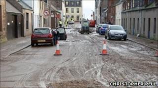 Stonehaven town centre after floods last November