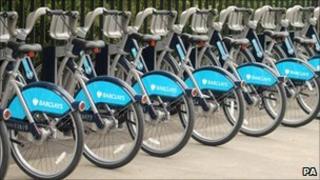 Cycles for hire in docking stations