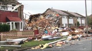 The destroyed homes in Irlam