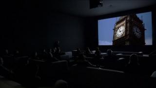 The Clock playing at the White Cube gallery in London, photo by Roger Wooldridge