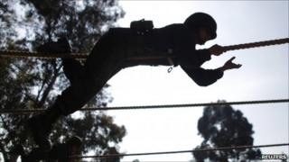A female soldier takes part in an eight-week course to become an officer in the Mexican army