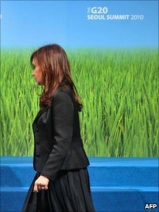Argentine President Cristina Fernandez at the G20 summit in Seoul