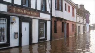 Shops flooded