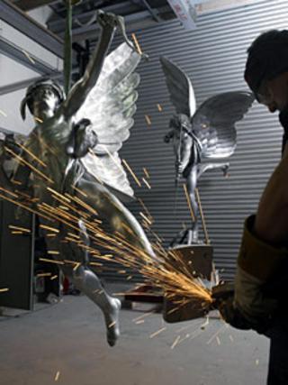 Final touches are made to the cast of Eros at Black Isle Bronze. Pic: Black Isle Bronze