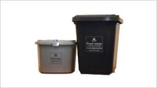 food waste kitchen caddy and an outside bin