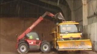 Snow plough being loaded